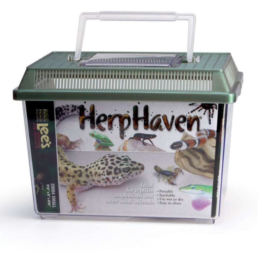 Lee's Aquarium & Pet Products HerpHaven Carrier for Reptiles & Amphibians Black, 1ea/9.12In X 6.62 in, SM