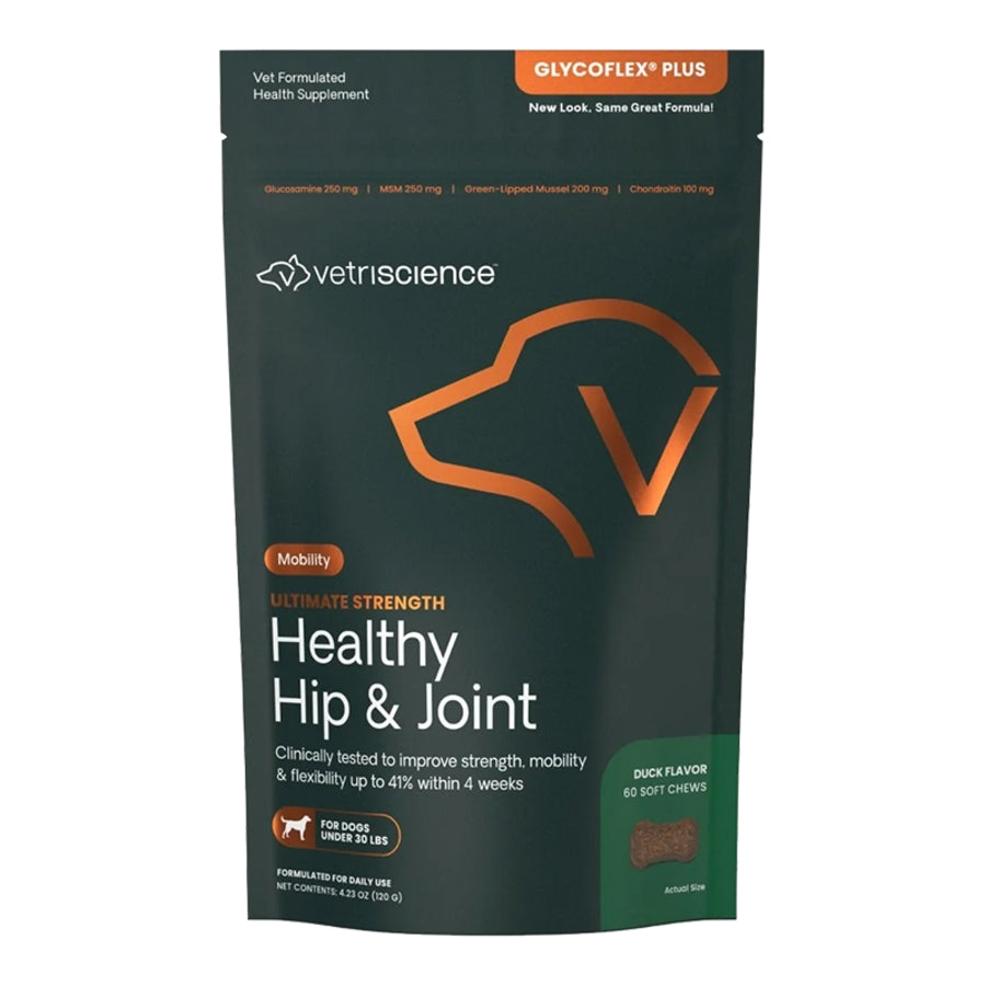 VetriScience GlycoFlex Plus Hip & Joint Support Soft Chews for Small Dogs – 60 Count
