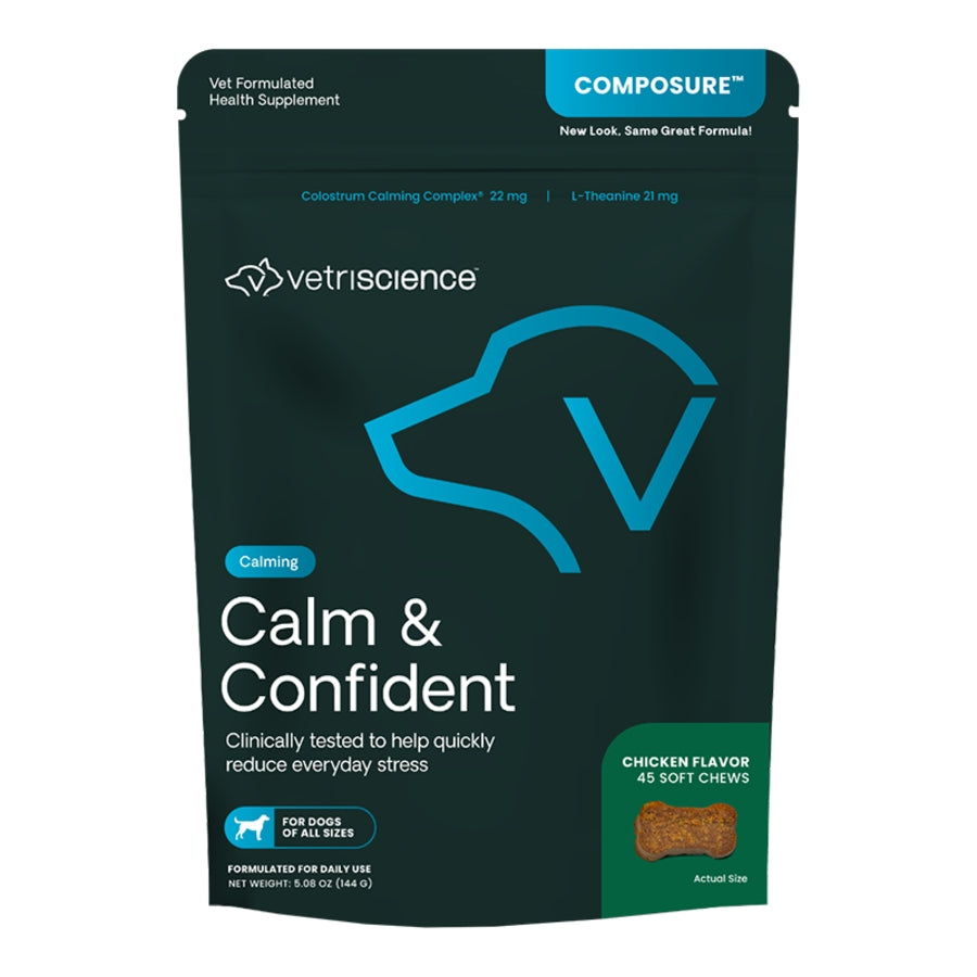 VetriScience Calm & Confident Calming Chews for Dogs – Chicken, 45 Count
