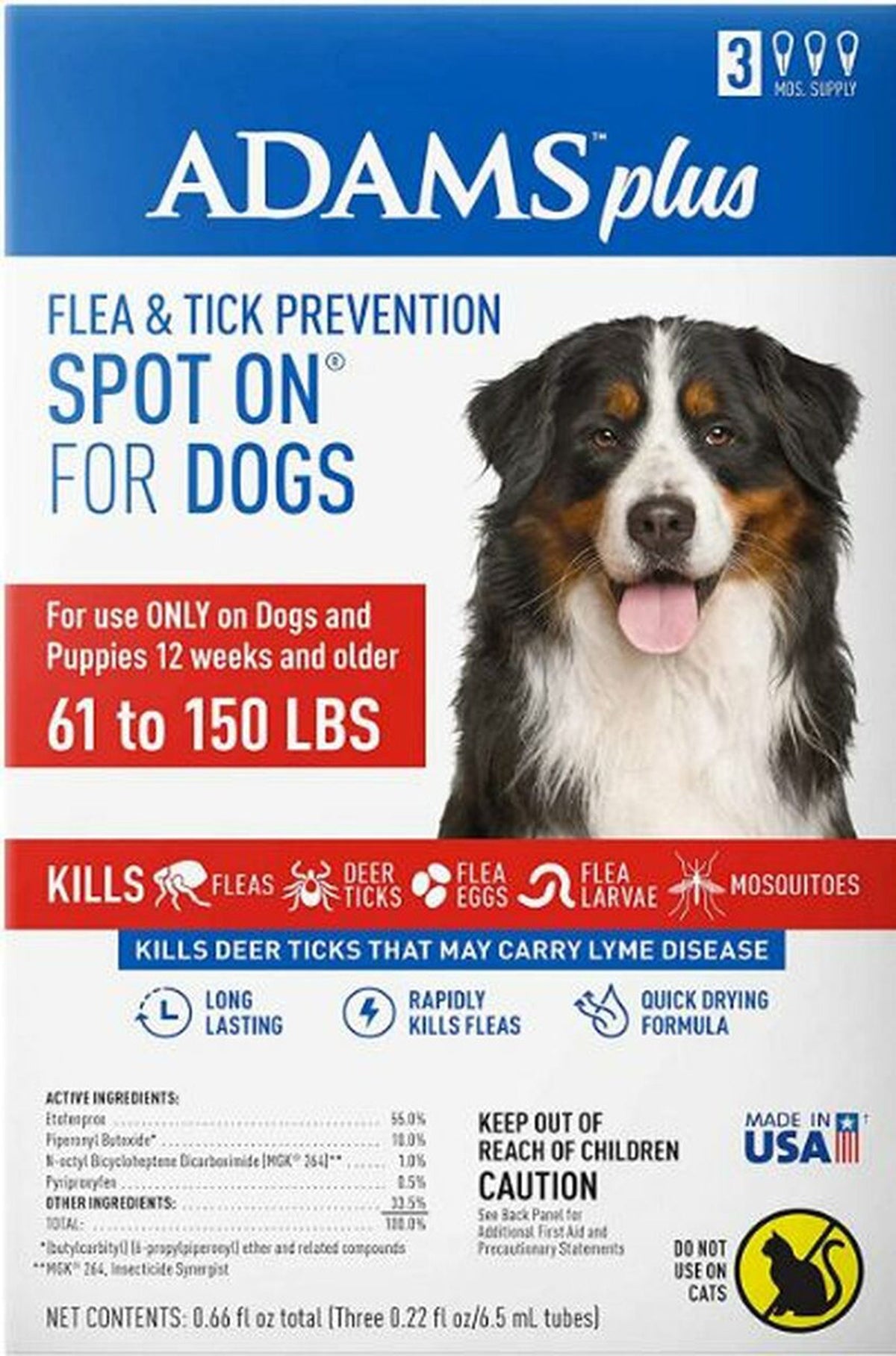 Adams Plus Flea & Tick Spot On for X-Large Dogs - 3 Month Supply