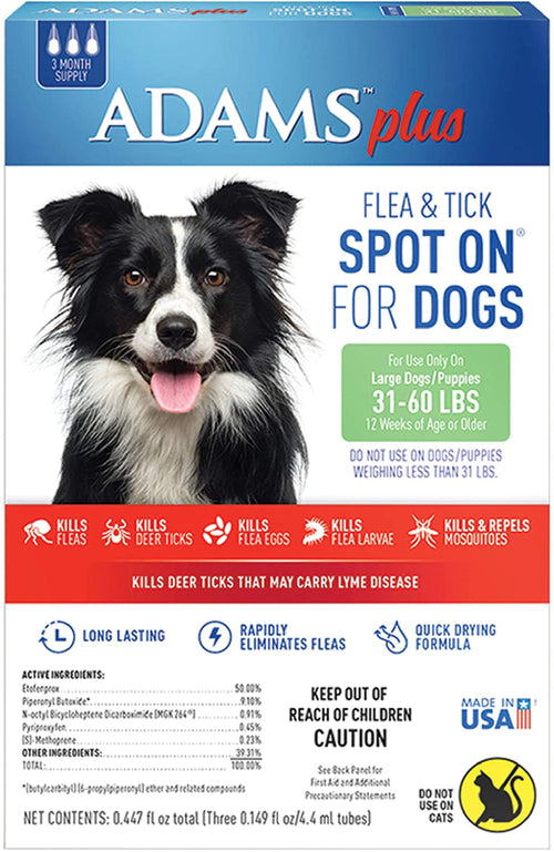 Adams Plus Flea & Tick Spot On for Large Dogs 3 Month