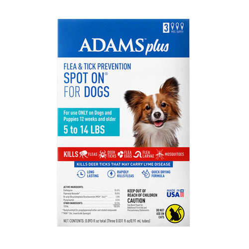 Adams Plus Flea & Tick Spot On for Small Dogs 5-14 lb - 3 Month Supply