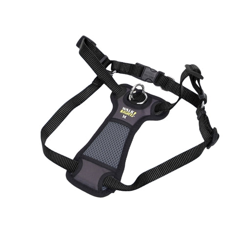 Coastal Walk Right Front-Connect Padded Dog Harness - Black, Small