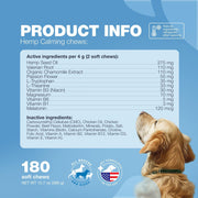 Hemp Calming Chews for Dogs Anxiety Relief L-Theanine & Chamomile