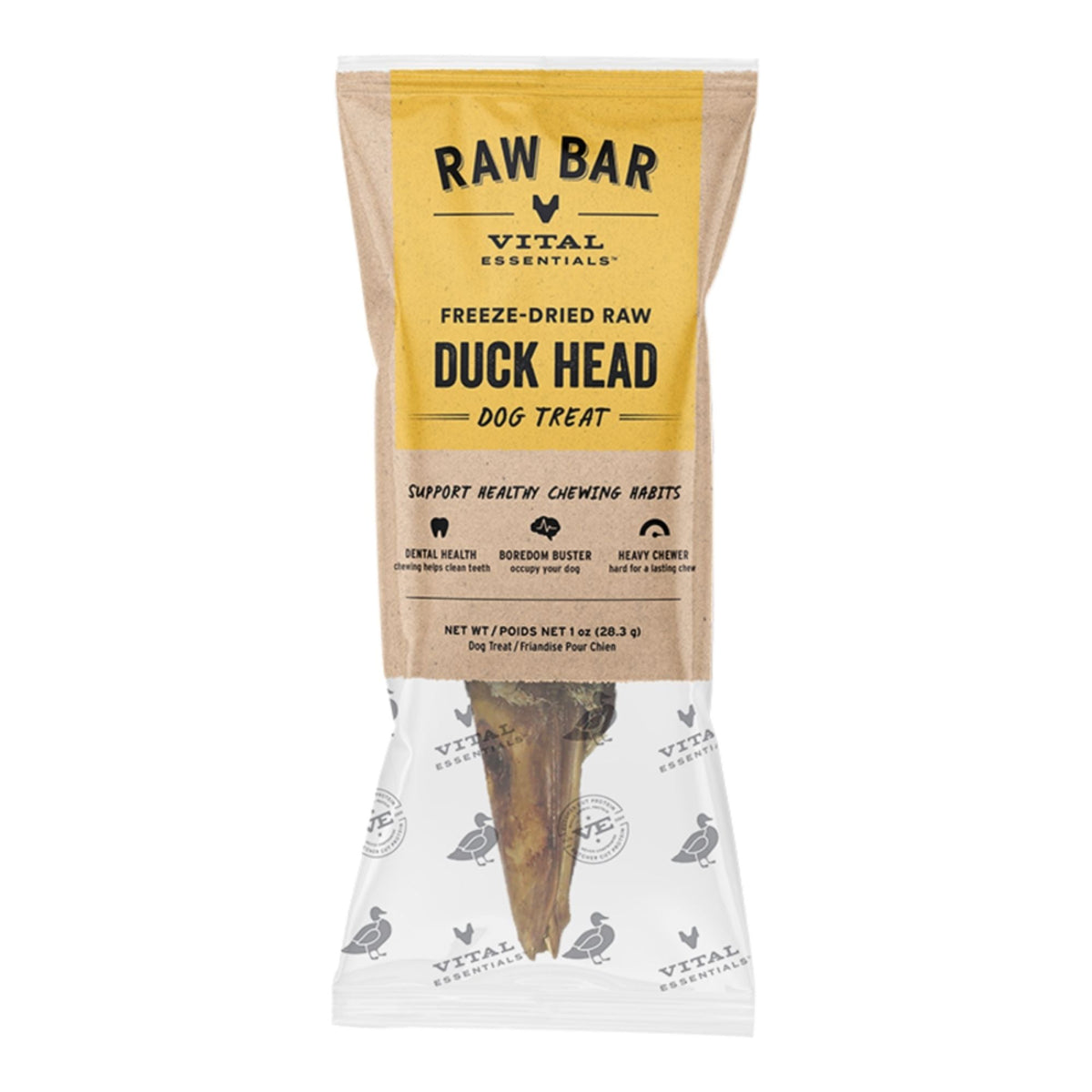 Vital Essentials Dog Raw Bar Freeze-Dried Raw Duck Head Treat 1oz. - (Case of 38)