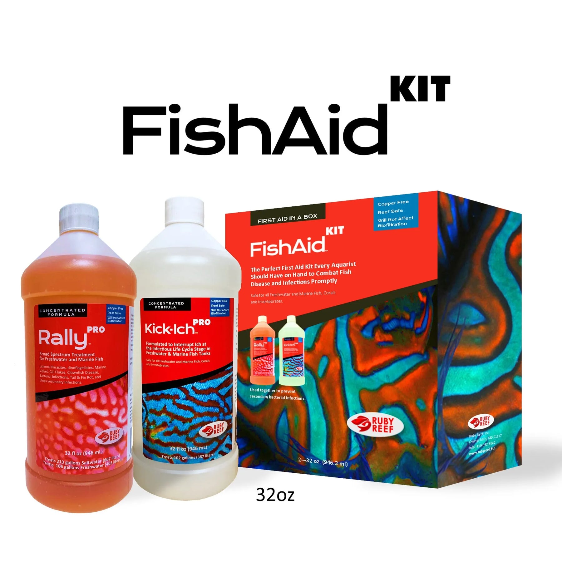 Ruby Reef FishAid Kit aquarium treatment for freshwater and marine fish