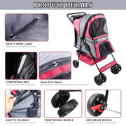 GOOPAWS 4-Wheel Promenade Pet Stroller for Dogs & Cats – Foldable with Storage Basket
