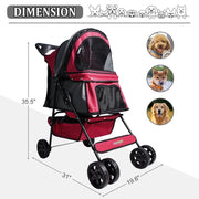 GOOPAWS 4-Wheel Promenade Pet Stroller for Dogs & Cats – Foldable with Storage Basket