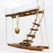 Wooden Suspension Bridge & Ladder Climbing Toy for Small Pets