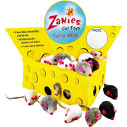 Zanies cheese wedge display box with 60 fur mouse cat toys