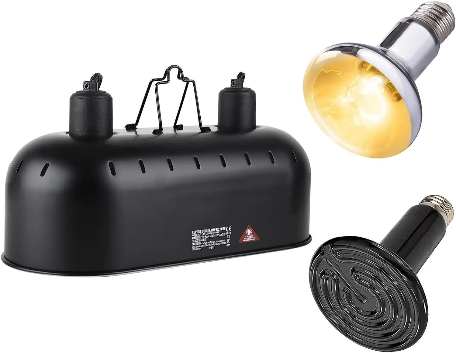 15" Dual Reptile Light Fixture with 100W UVA UVB & Ceramic Heat Lamp