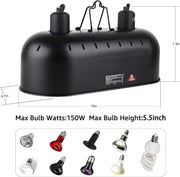 15" Dual Reptile Light Fixture with 100W UVA UVB & Ceramic Heat Lamp