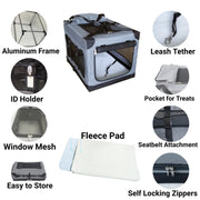 Mr. Peanut's Foldable Soft-Sided Portable Pet Crate – Lightweight Travel Carrier with Aluminum Frame