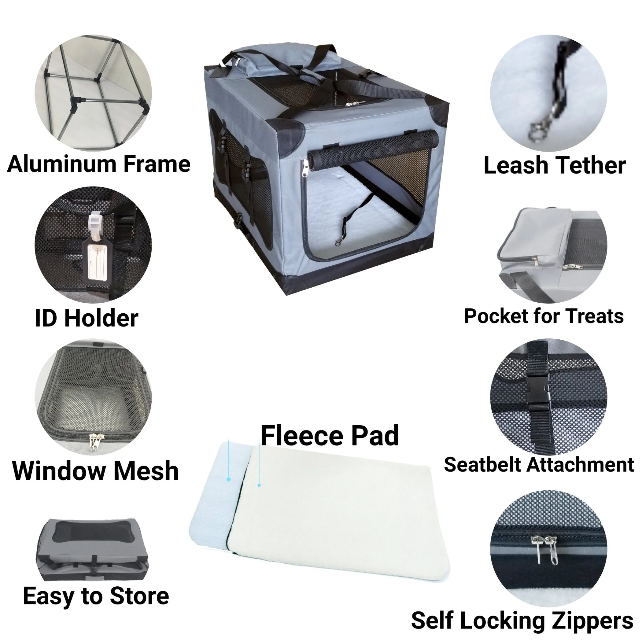 Mr. Peanut's Foldable Soft-Sided Portable Pet Crate – Lightweight Travel Carrier with Aluminum Frame
