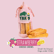 Yak9 Chews Strawberry Yak Cheese Chews for Dogs