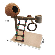 Solid Wood Bird Perch & Training Shelf – Natural Parrot Play Station