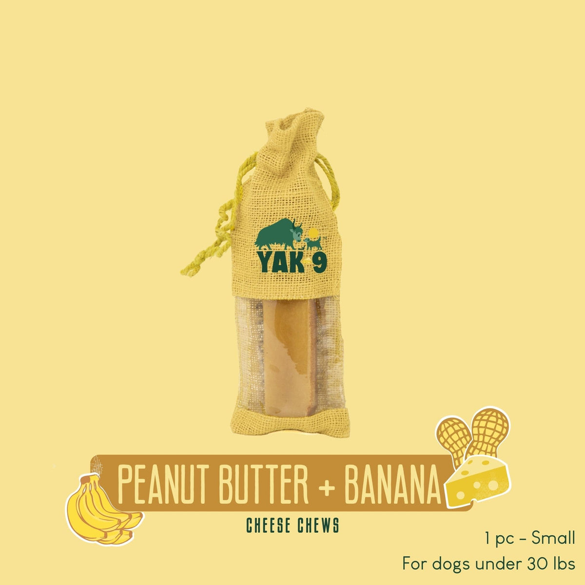Yak9 Chews Peanut Butter Banana Chews for Dogs