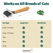 2-in-1 Cat Dematting & Deshedding Brush Undercoat Rake for Long Hair Cats