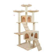 Armarkat 74" Real Wood Multi-Level Cat Tree & Tower with Dual Condos, Ramps & Perches – Beige