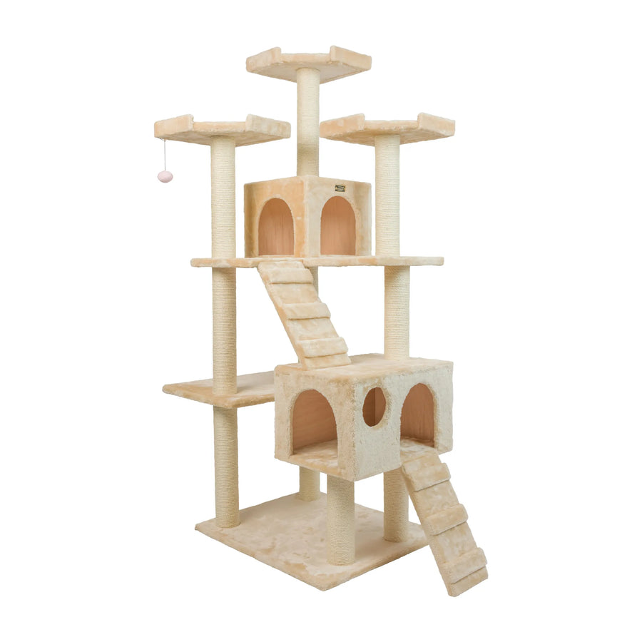Armarkat 74" Real Wood Multi-Level Cat Tree & Tower with Dual Condos, Ramps & Perches – Beige available at Pristine Pet Supply - image 1