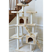 Armarkat 74" Real Wood Multi-Level Cat Tree & Tower with Dual Condos, Ramps & Perches – Beige