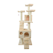 Armarkat 74" Real Wood Multi-Level Cat Tree & Tower with Dual Condos, Ramps & Perches – Beige