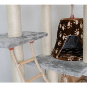 78" Real Wood Cat Tree with Condo, Hammock & Scratching Posts