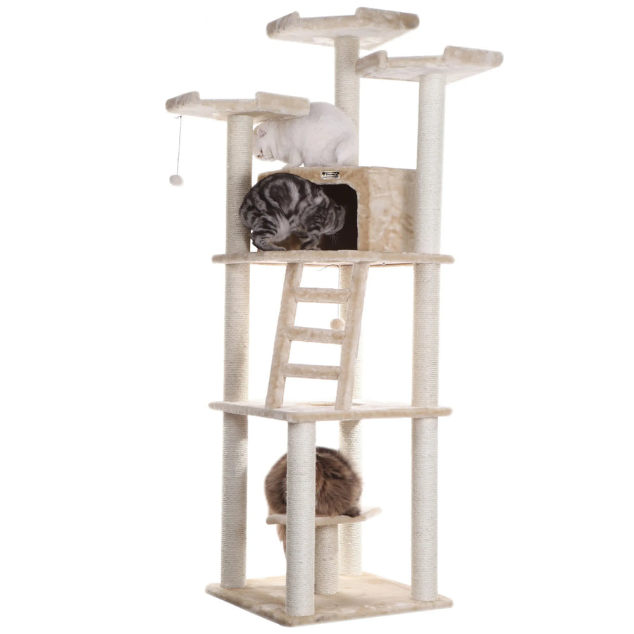 Armarkat 80" Real Wood Multi-Function Cat Tree & Tower with Condo, Ladder & Perches – Beige available at Pristine Pet Supply - image 1