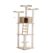 Armarkat 80" Real Wood Multi-Function Cat Tree & Tower with Condo, Ladder & Perches – Beige