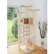Armarkat 80" Real Wood Multi-Function Cat Tree & Tower with Condo, Ladder & Perches – Beige