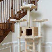 Armarkat 80" Real Wood Multi-Function Cat Tree & Tower with Condo, Ladder & Perches – Beige