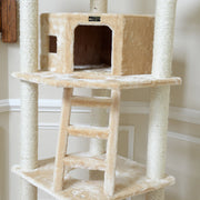 Armarkat 80" Real Wood Multi-Function Cat Tree & Tower with Condo, Ladder & Perches – Beige