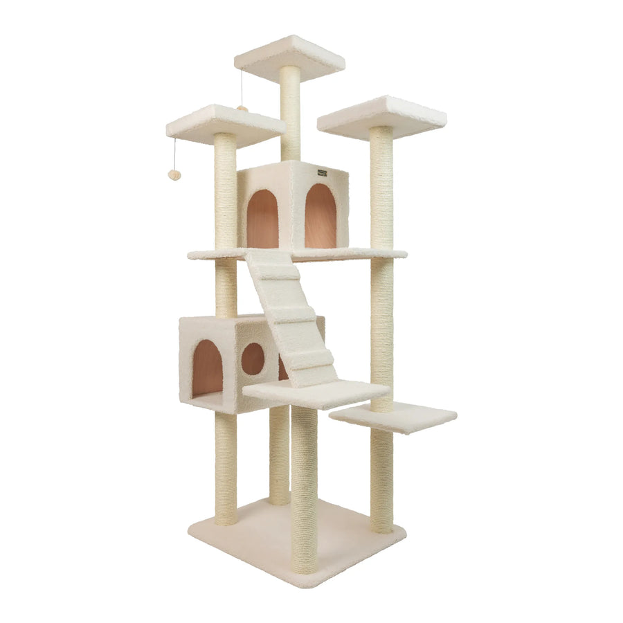 Armarkat 77" Real Wood Classic Cat Tree with Dual Condos, Ramp & Multi-Level Perches – Ivory available at Pristine Pet Supply - image 1