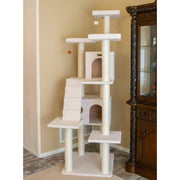 Armarkat 77" Real Wood Classic Cat Tree with Dual Condos, Ramp & Multi-Level Perches – Ivory