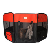 Armarkat XL Portable Pet Playpen – Foldable Indoor & Outdoor Dog and Cat Playpen, Black & Red