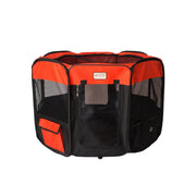 Armarkat XL Portable Pet Playpen – Foldable Indoor & Outdoor Dog and Cat Playpen, Black & Red