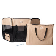 Armarkat XL Portable Pet Playpen – Foldable Indoor & Outdoor Dog & Cat Playpen, Black & Beige