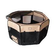 Armarkat XL Portable Pet Playpen – Foldable Indoor & Outdoor Dog & Cat Playpen, Black & Beige
