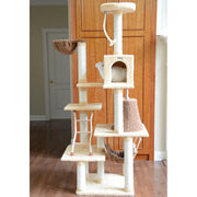Armarkat 78" Real Wood Cat Tree & Tower with Condo, Rope Ladder, Basket & Teepee – Goldenrod