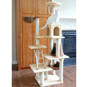 Armarkat 78" Real Wood Cat Tree & Tower with Condo, Rope Ladder, Basket & Teepee – Goldenrod