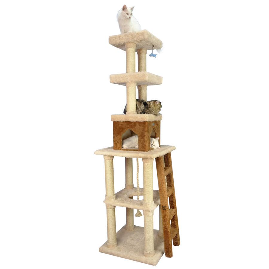 Armarkat 83" Real Wood Multi-Level Cat Tree & Tower with Condo, Rope Swing & Double Perches – Beige available at Pristine Pet Supply - image 1