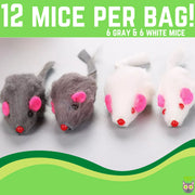 Smokey's Stash Rabbit Fur Mouse Cat Toys – 12 Pack Interactive Cat & Kitten Toys