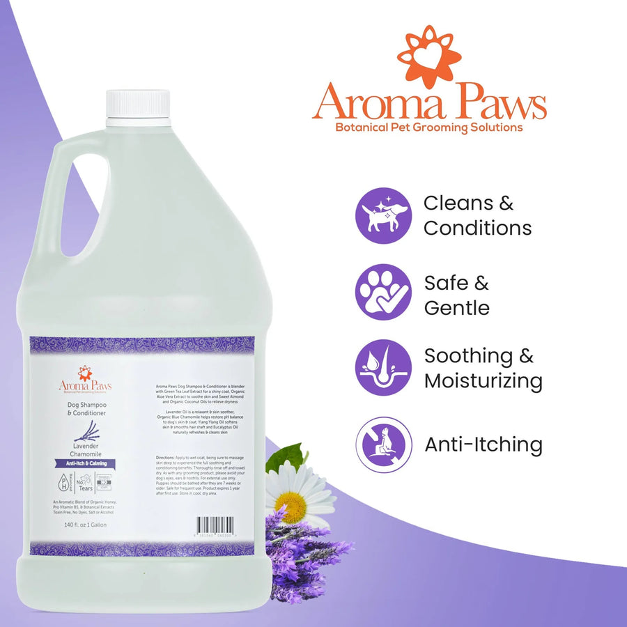 Aroma Paws Lavender Chamomile Dog Shampoo & Conditioner – 1 Gallon Calming Formula available at Pristine Pet Supply - image 1