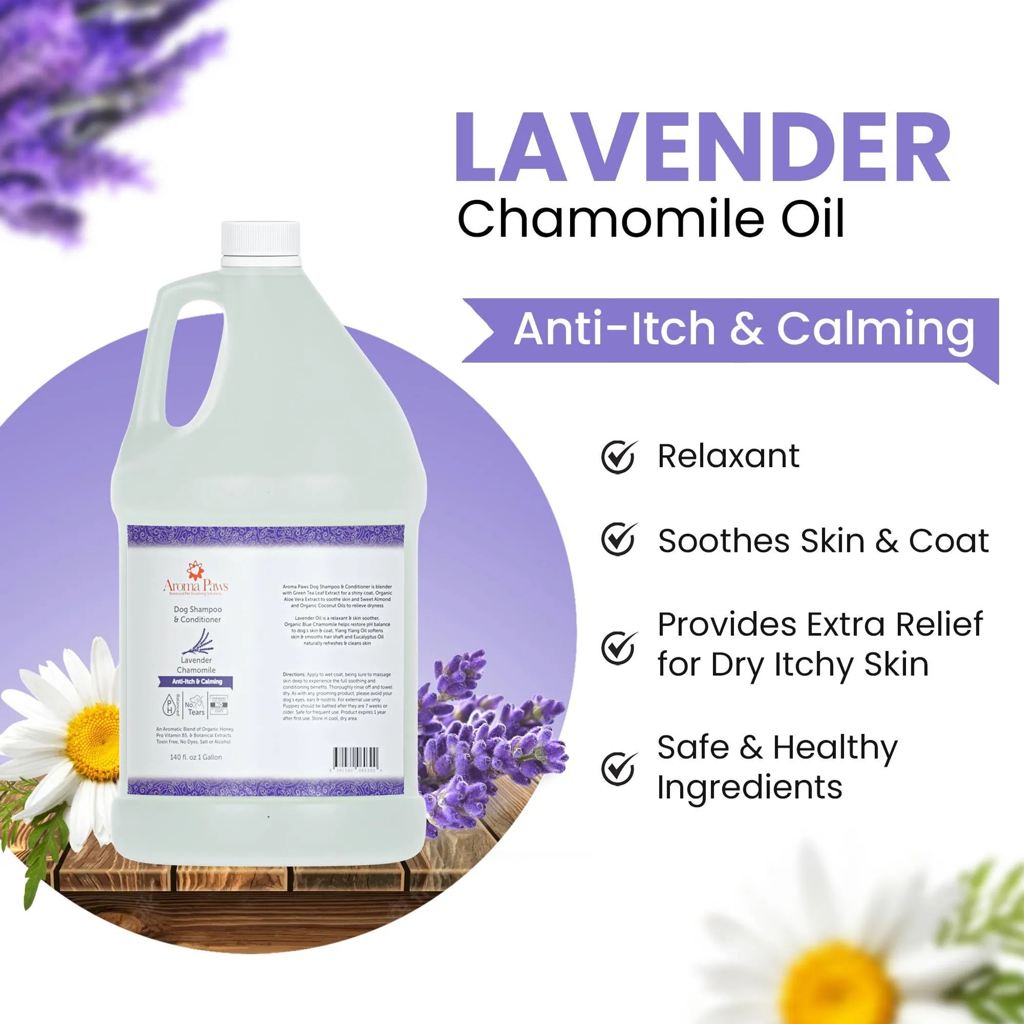 Aroma Paws Lavender Chamomile Dog Shampoo & Conditioner – 1 Gallon Calming Formula