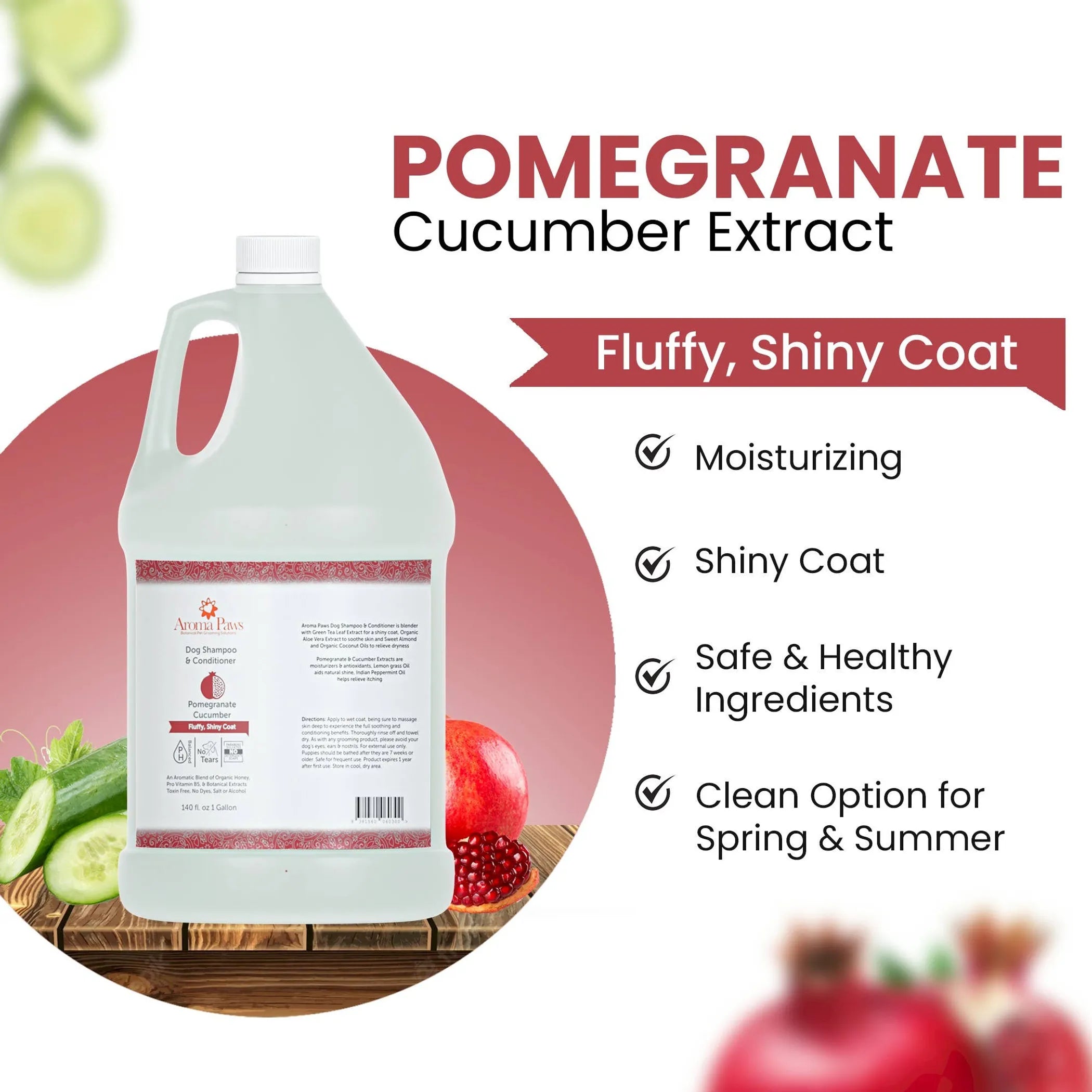 Aroma Paws Pomegranate Cucumber Dog Shampoo & Conditioner – 1 Gallon