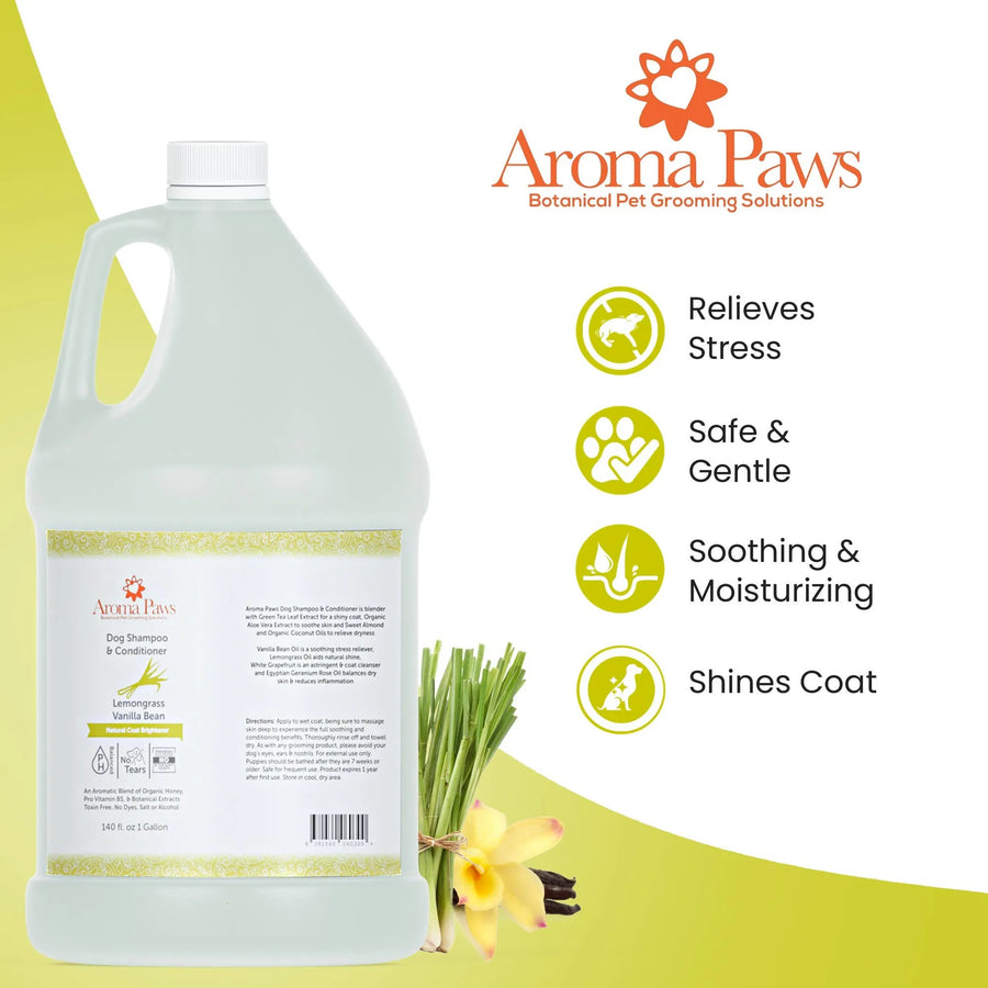 Aroma Paws Lemongrass Vanilla Bean Dog Shampoo & Conditioner – 1 Gallon available at Pristine Pet Supply - image 1