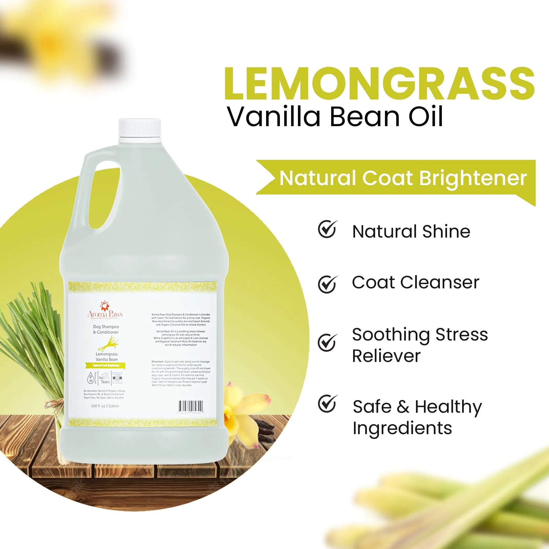 Aroma Paws Lemongrass Vanilla Bean Dog Shampoo & Conditioner – 1 Gallon
