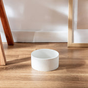 Jardin Ribbed Pet Bowl Collection – Modern Matte Exterior – White / Small