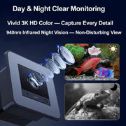 2K HD Aquarium & Terrarium Camera with Night Vision, Audio & 32GB Card