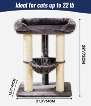 28-Inch Cat Tree for Large Cats | Window Perch, Hammock & Scratching Post
